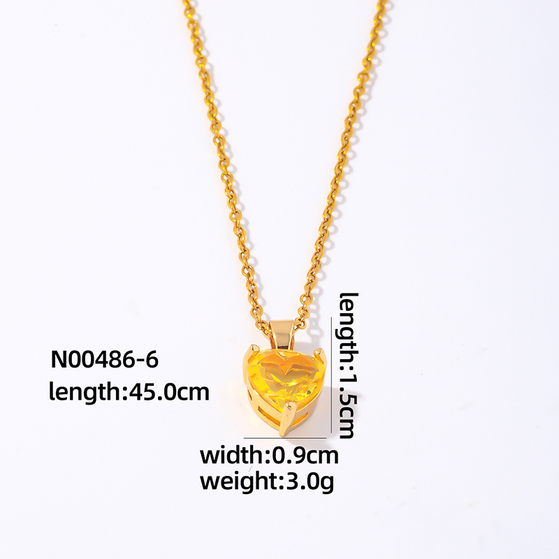 Wholesale Elegant Simple Style Heart Shape 304 Stainless Steel Copper Plating Inlay Gold Plated Zircon Pendant Necklace display picture 8