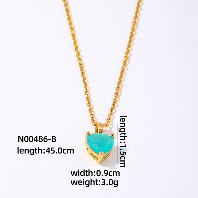 Wholesale Elegant Simple Style Heart Shape 304 Stainless Steel Copper Plating Inlay Gold Plated Zircon Pendant Necklace display picture 12