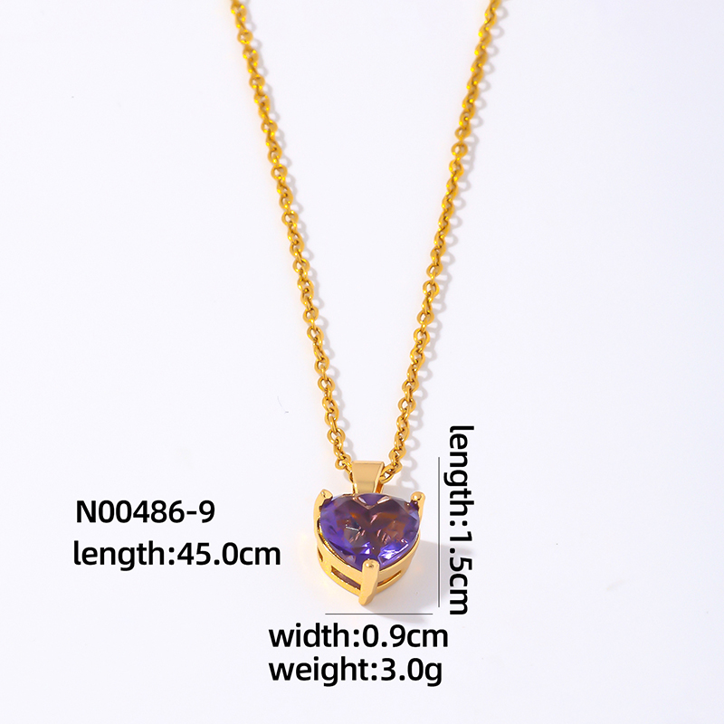 Wholesale Elegant Simple Style Heart Shape 304 Stainless Steel Copper Plating Inlay Gold Plated Zircon Pendant Necklace display picture 13