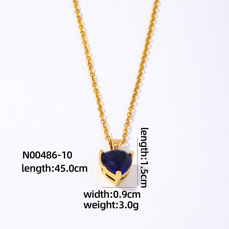 Wholesale Elegant Simple Style Heart Shape 304 Stainless Steel Copper Plating Inlay Gold Plated Zircon Pendant Necklace display picture 5