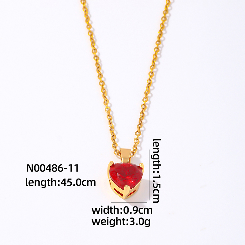 Wholesale Elegant Simple Style Heart Shape 304 Stainless Steel Copper Plating Inlay Gold Plated Zircon Pendant Necklace display picture 4