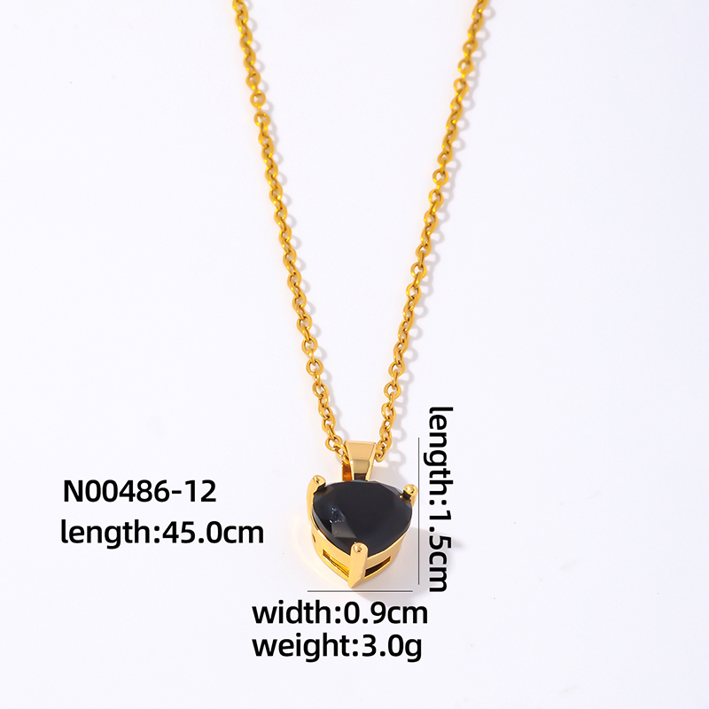 Wholesale Elegant Simple Style Heart Shape 304 Stainless Steel Copper Plating Inlay Gold Plated Zircon Pendant Necklace display picture 1