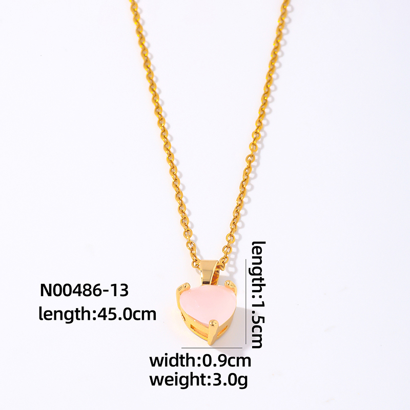 Wholesale Elegant Simple Style Heart Shape 304 Stainless Steel Copper Plating Inlay Gold Plated Zircon Pendant Necklace display picture 2
