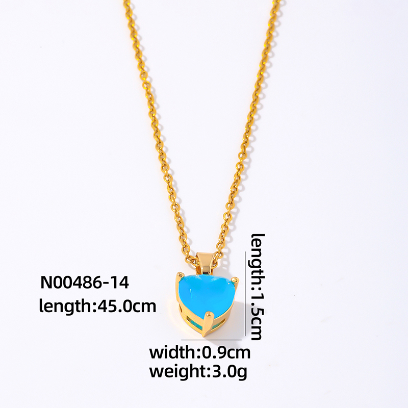 Wholesale Elegant Simple Style Heart Shape 304 Stainless Steel Copper Plating Inlay Gold Plated Zircon Pendant Necklace display picture 7