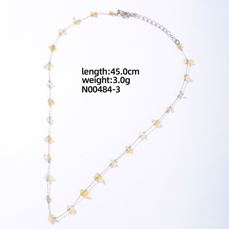 Ig Style Elegant Simple Style Irregular Geometric Stainless Steel Natural Stone Plating White Gold Plated Necklace display picture 3