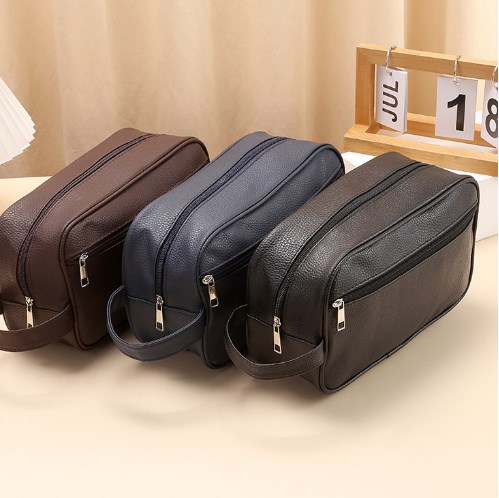 Unisex Solid Color Pvc Zipper Handbag Wash Bag display picture 2