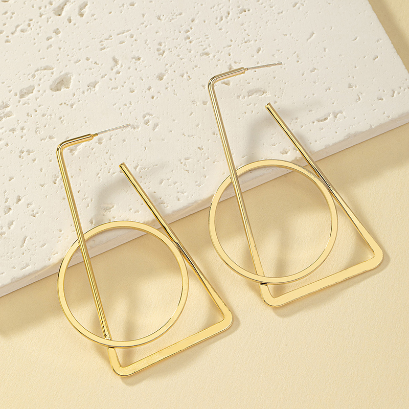 1 Pair Exaggerated Geometric Plating Alloy 14k Gold Plated Drop Earrings display picture 2