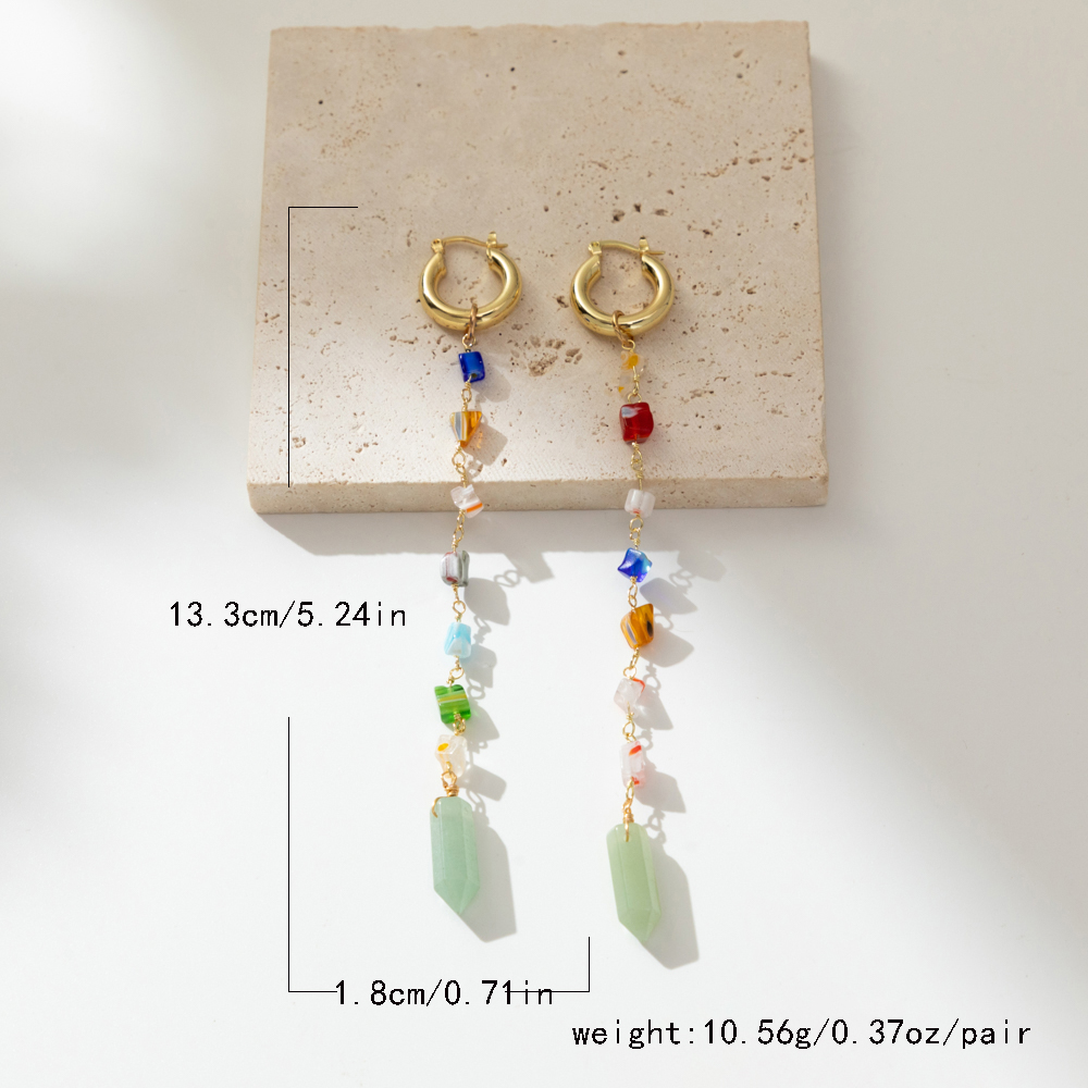1 Pair Lady Classic Style Geometric Plating Natural Stone Copper Drop Earrings display picture 6