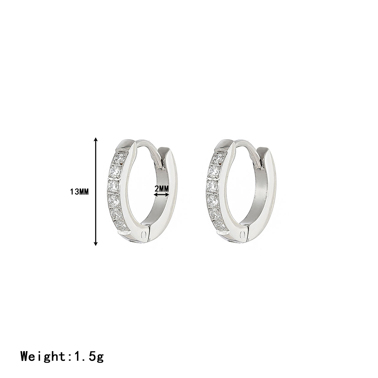 1 Pair Elegant Simple Style Solid Color Inlay Stainless Steel Zircon White Gold Plated Gold Plated Hoop Earrings display picture 2