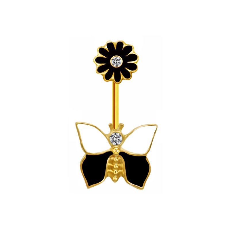 Ig Style Star Bat Bow Knot Stainless Steel Copper Plating Inlay Rhinestones Zircon White Gold Plated Gold Plated Belly Ring display picture 4