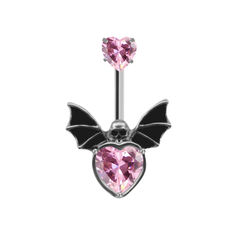 Style Ig Star Chauve Souris Noeud D'arc Acier Inoxydable Le Cuivre Placage Incruster Strass Zircon Or Blanc Plaqué Plaqué Or Anneau Du Ventre display picture 3