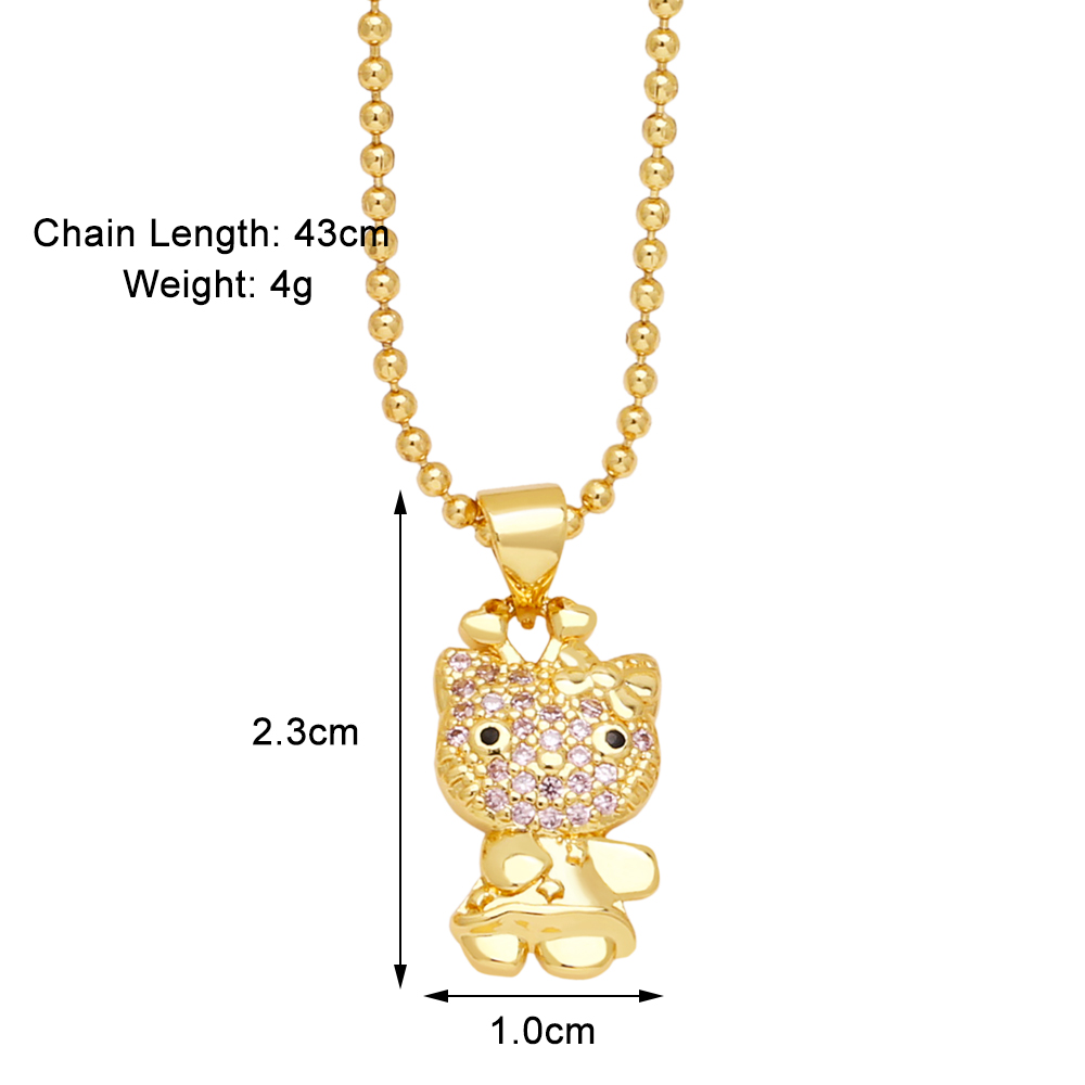 Modern Style Streetwear Little Bear Copper Plating Inlay Zircon 18k Gold Plated Pendant Necklace display picture 3