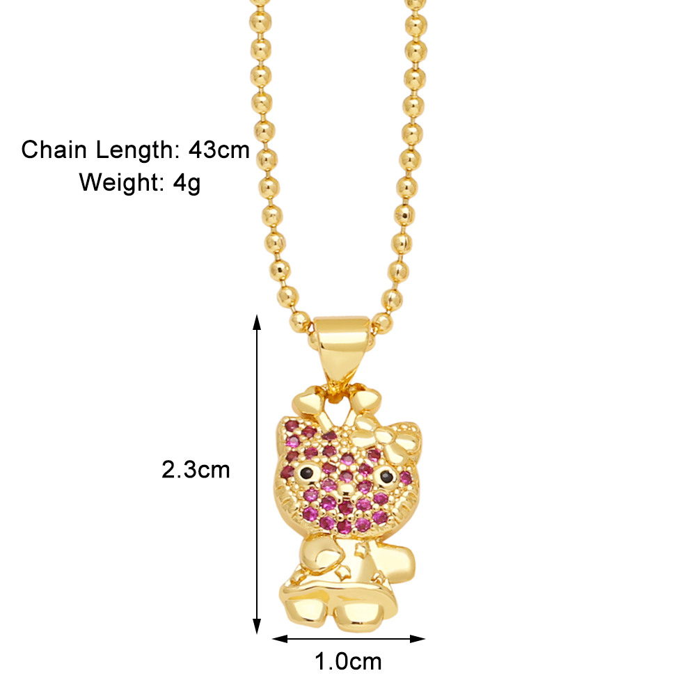 Modern Style Streetwear Little Bear Copper Plating Inlay Zircon 18k Gold Plated Pendant Necklace display picture 2
