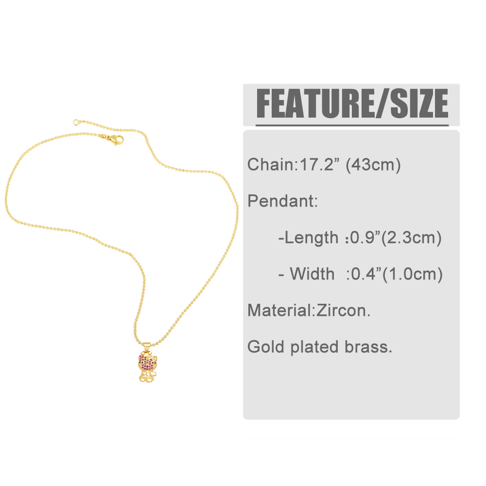 Modern Style Streetwear Little Bear Copper Plating Inlay Zircon 18k Gold Plated Pendant Necklace display picture 1
