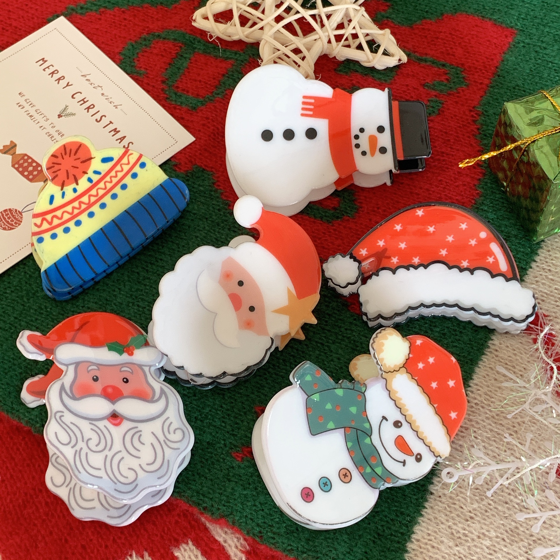 Cartoon Style Cute Christmas Tree Santa Claus Snowman Arylic Hair Claws display picture 3
