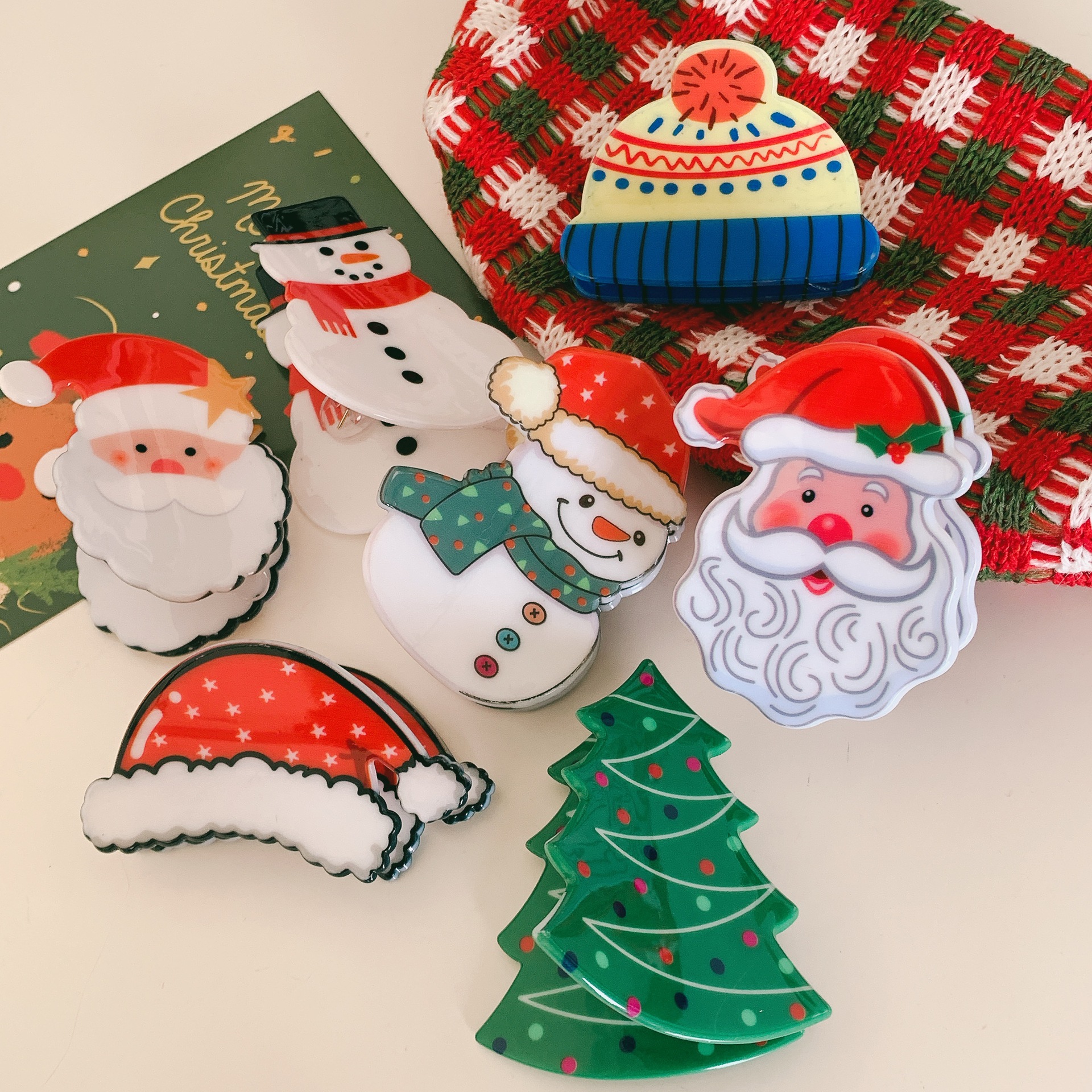 Cartoon Style Cute Christmas Tree Santa Claus Snowman Arylic Hair Claws display picture 8