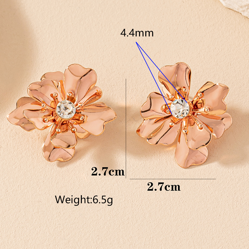 1 Paire Décontractée Romantique Sucré Fleur Pétale Floral Incruster Alliage Zircon Boucles D'oreilles display picture 8