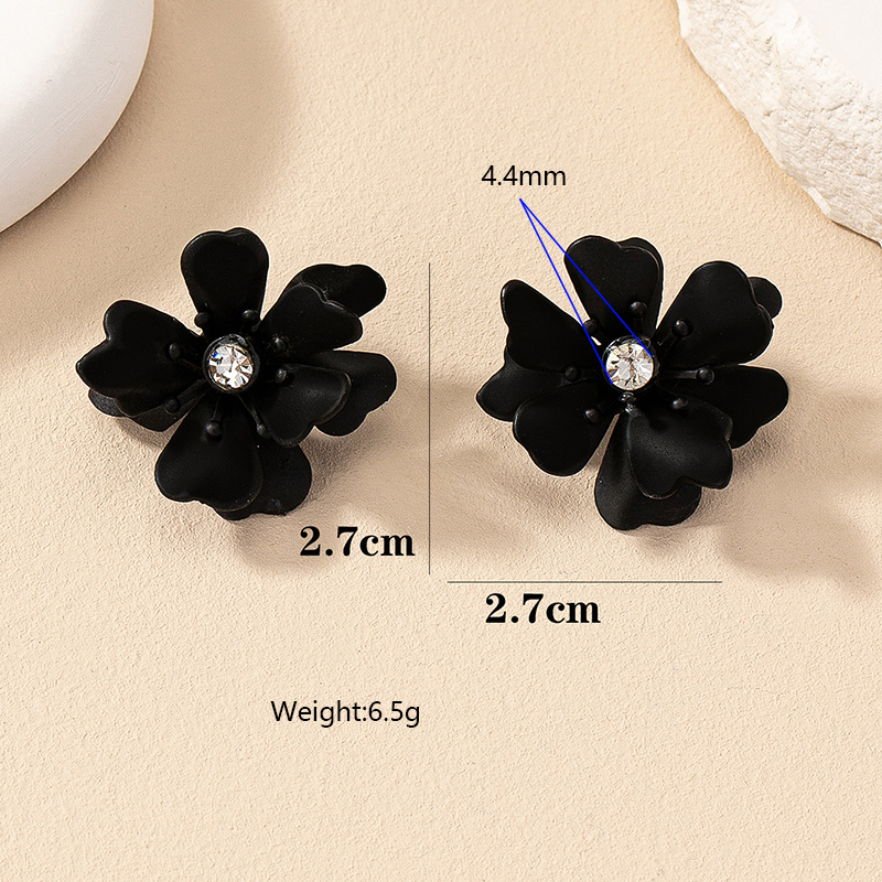 1 Pair Casual Romantic Sweet Flower Petal Floral Inlay Alloy Zircon Ear Studs display picture 18