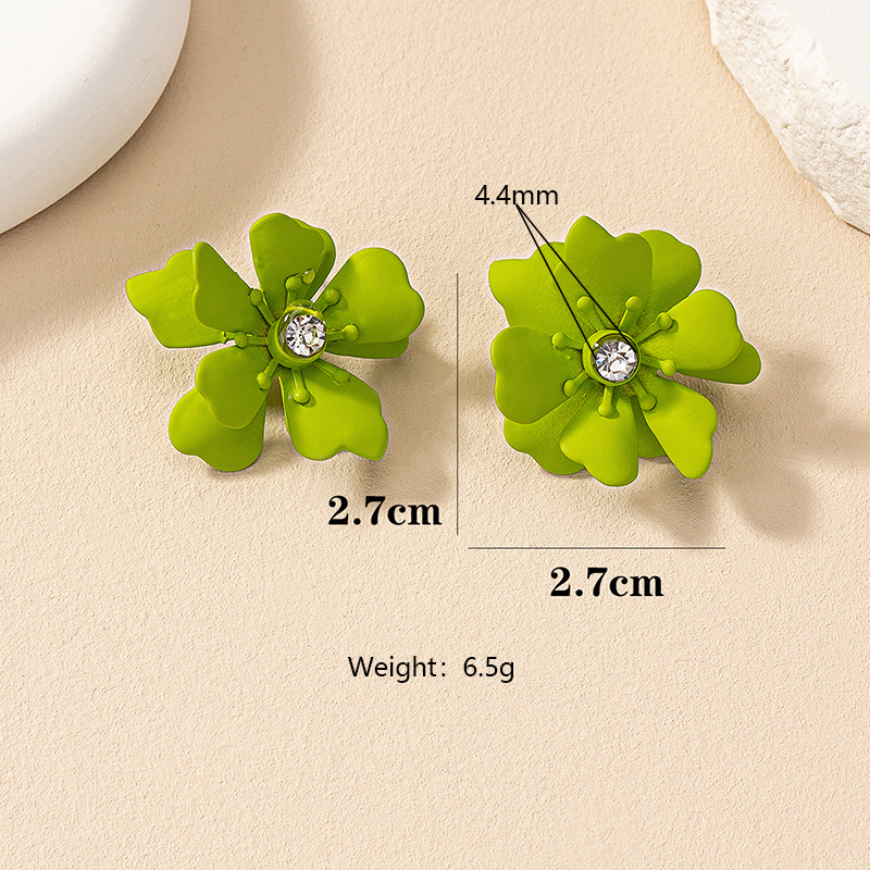 1 Pair Casual Romantic Sweet Flower Petal Floral Inlay Alloy Zircon Ear Studs display picture 23