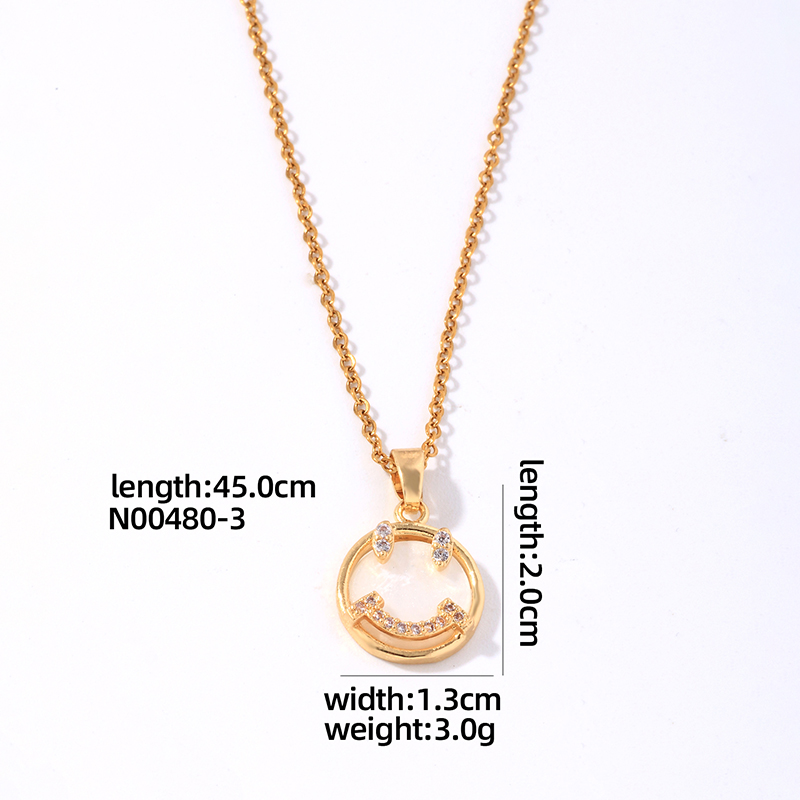Wholesale IG Style Original Design Classic Style Heart Shape Smiley Face Bow Knot Copper Plating Inlay K Gold Plated Rhodium Plated Zircon Pendant Necklace display picture 4