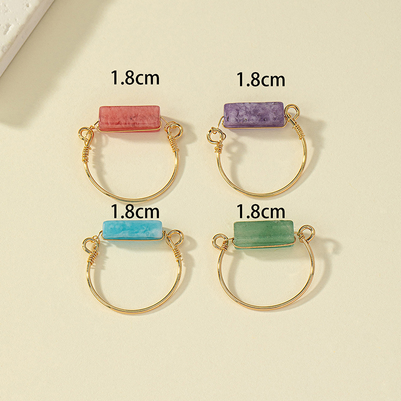 Ig Style Casual Artistic Square Natural Stone Plating 14k Gold Plated Open Rings display picture 3