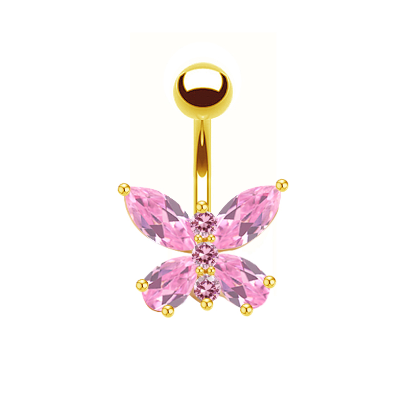 Shiny Peacock Butterfly Bow Knot Stainless Steel Copper Plating Inlay Crystal Rhinestones Zircon White Gold Plated Gold Plated Belly Ring display picture 6