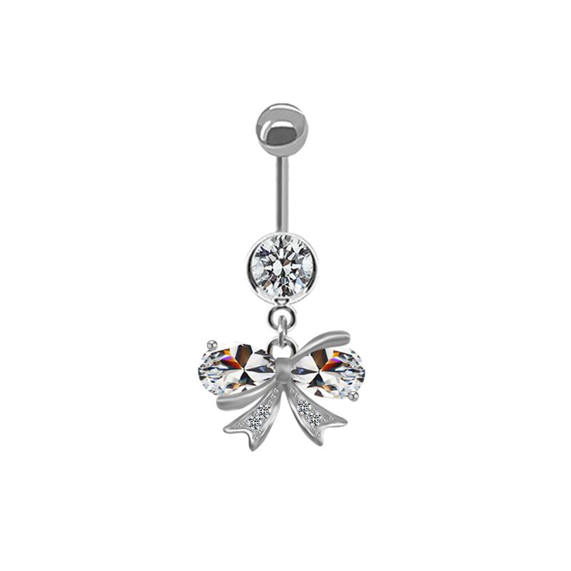 Shiny Peacock Butterfly Bow Knot Stainless Steel Copper Plating Inlay Crystal Rhinestones Zircon White Gold Plated Gold Plated Belly Ring display picture 1