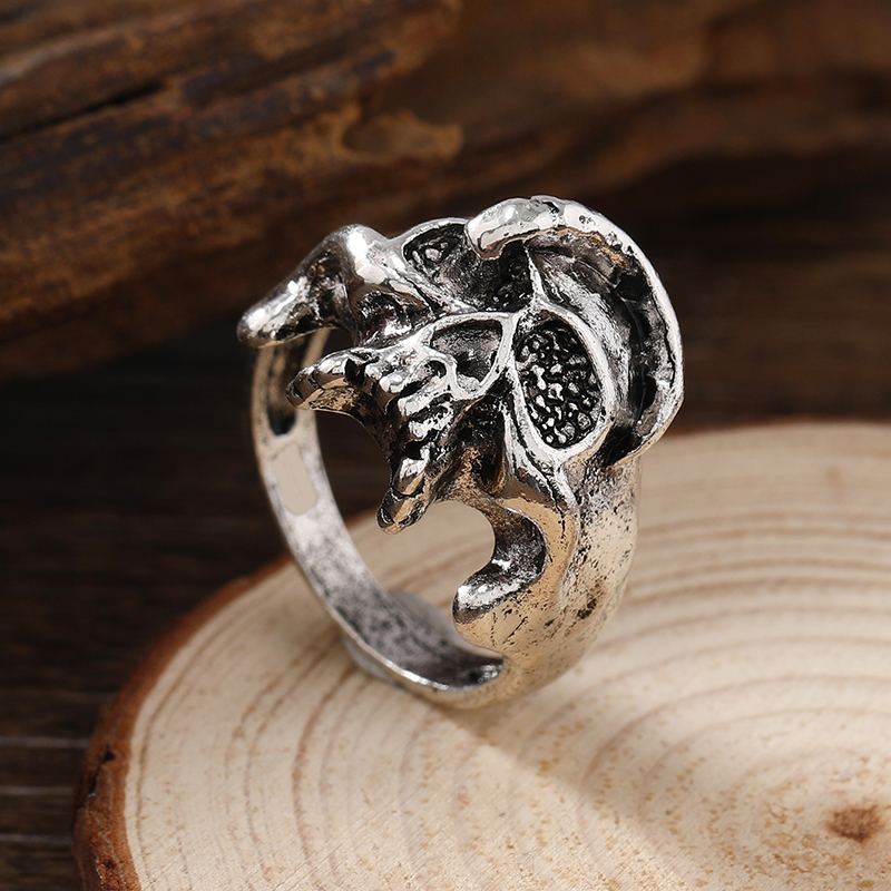 Vintage Style Rock Skull Alloy Silver Plated Men's Rings display picture 2