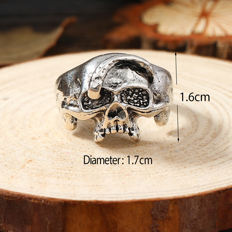 Vintage Style Rock Skull Alloy Silver Plated Men's Rings display picture 6
