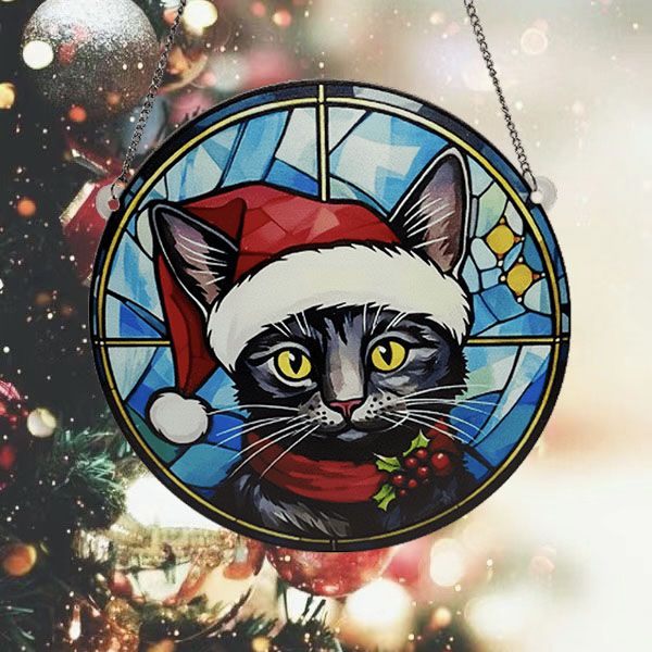 Christmas Cartoon Style Cute Christmas Hat Cat Arylic Indoor Outdoor Festival Hanging Ornaments Decorative Props display picture 1