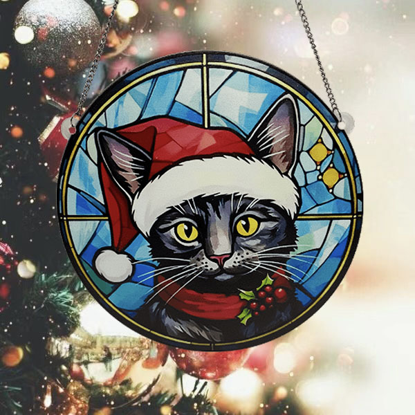 Navidad Estilo De Dibujos Animados Lindo Gorro Navideño Gato Arílico Interior Exterior Festival Adornos Colgantes Atrezzo Decorativo display picture 1