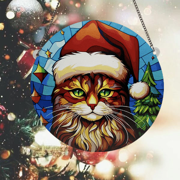 Navidad Estilo De Dibujos Animados Lindo Gorro Navideño Gato Arílico Interior Exterior Festival Adornos Colgantes Atrezzo Decorativo display picture 2