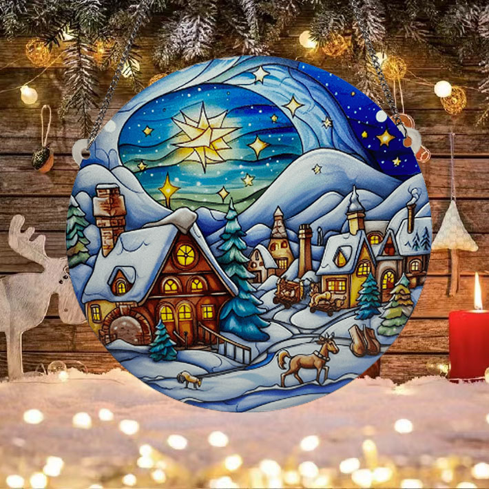 عيد الميلاد نمط الرسوم المتحركة بيت عيد الميلاد أريليك الحلي المعلقة الدعائم الزخرفية display picture 2