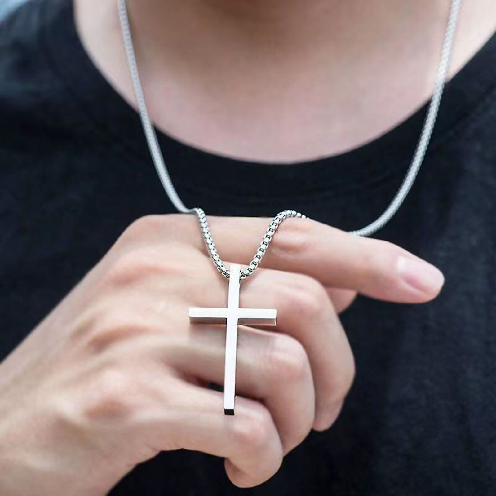Fashion Simple Style Cross 201 Stainless Steel Alloy Polishing Men's Pendant Necklace display picture 1