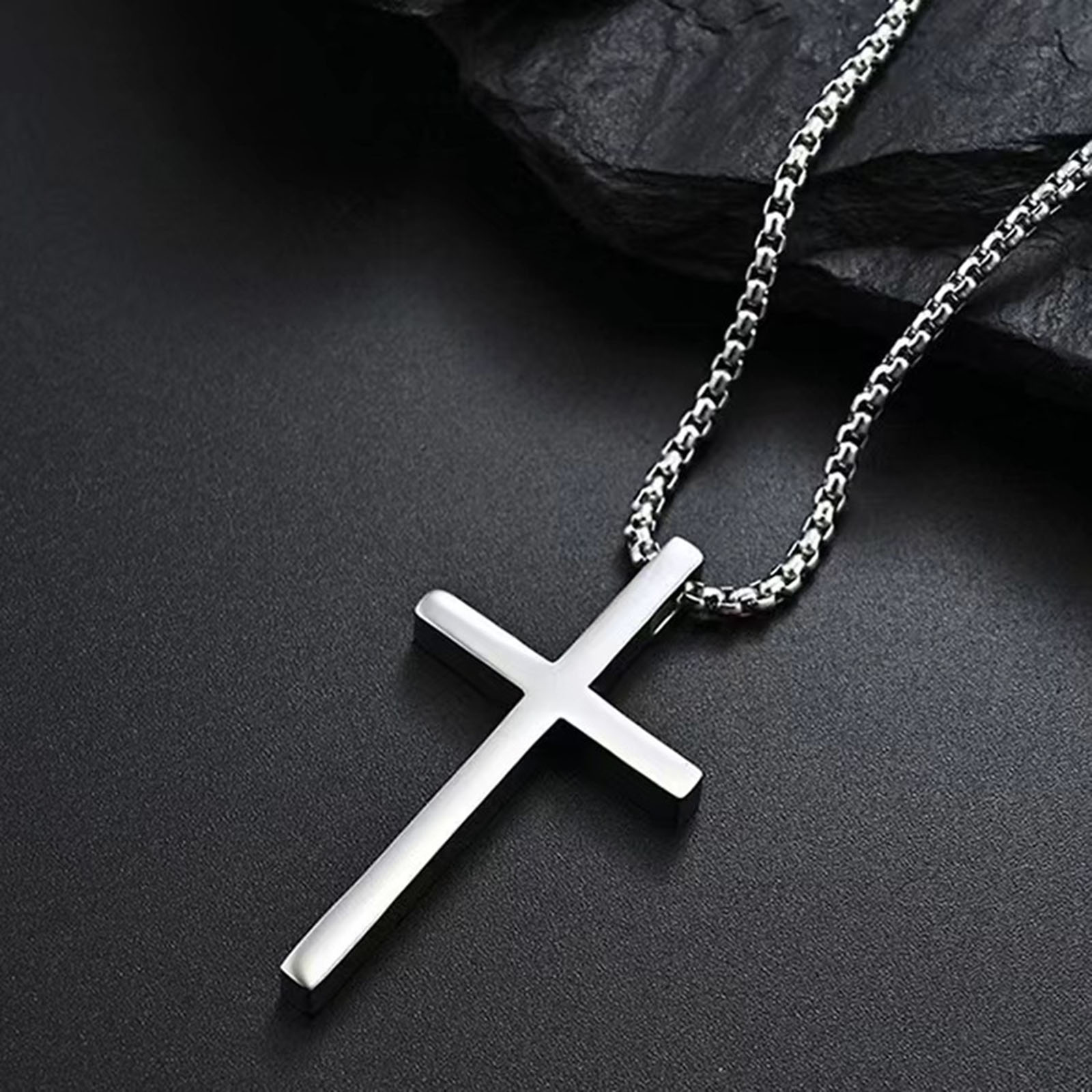 Fashion Simple Style Cross 201 Stainless Steel Alloy Polishing Men's Pendant Necklace display picture 4