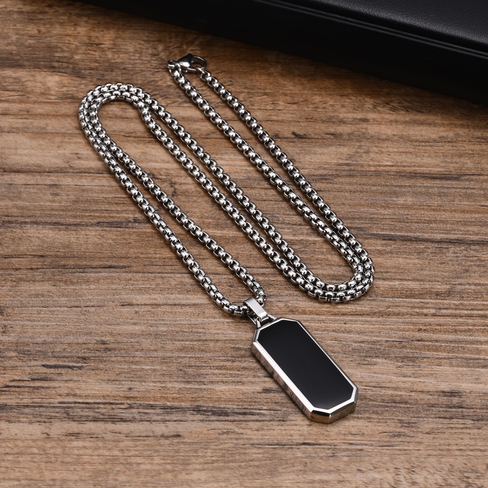 Simple Style Rectangle 304 Stainless Steel Epoxy Plating 18K Gold Plated Men's Pendant Necklace display picture 6