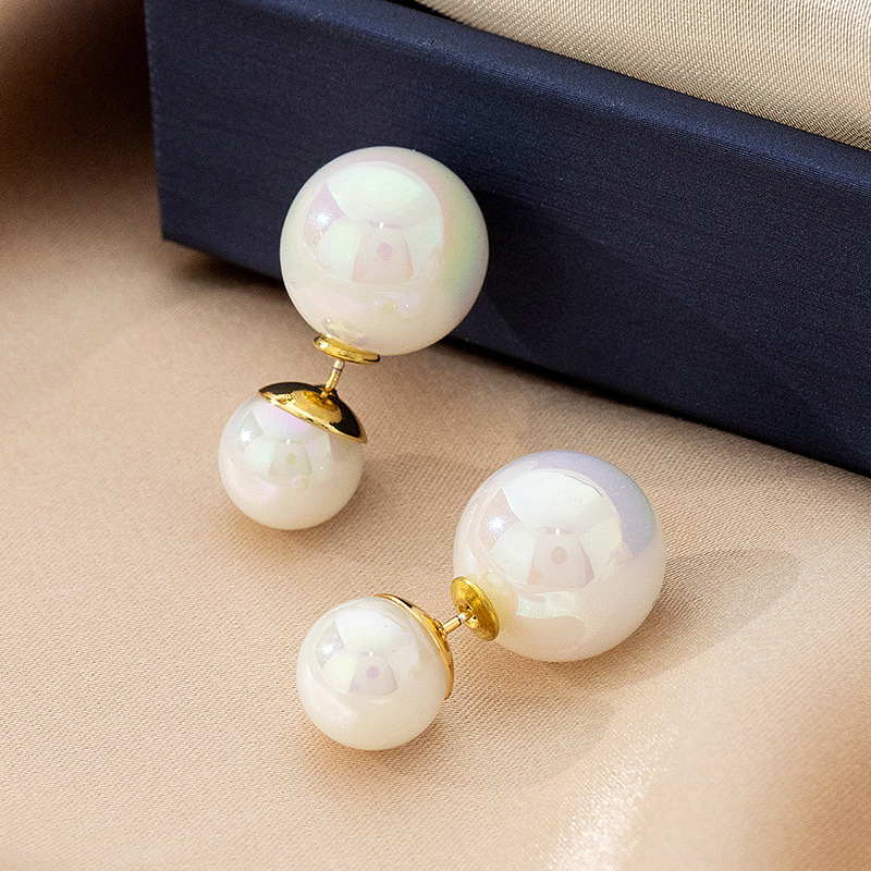 1 Pair IG Style Simple Style Solid Color Imitation Pearl Ear Studs display picture 1