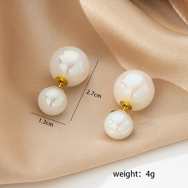 1 Pair IG Style Simple Style Solid Color Imitation Pearl Ear Studs display picture 2