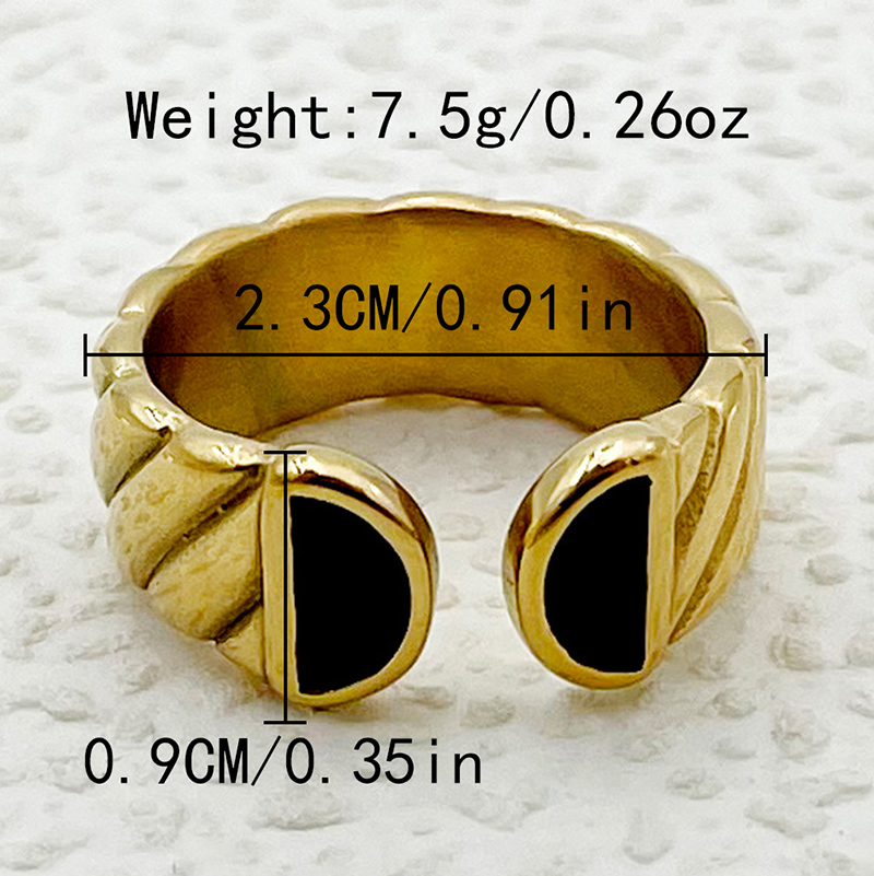 304 Stainless Steel 14K Gold Plated Retro Simple Style Enamel Plating Irregular Shell Open Rings display picture 4