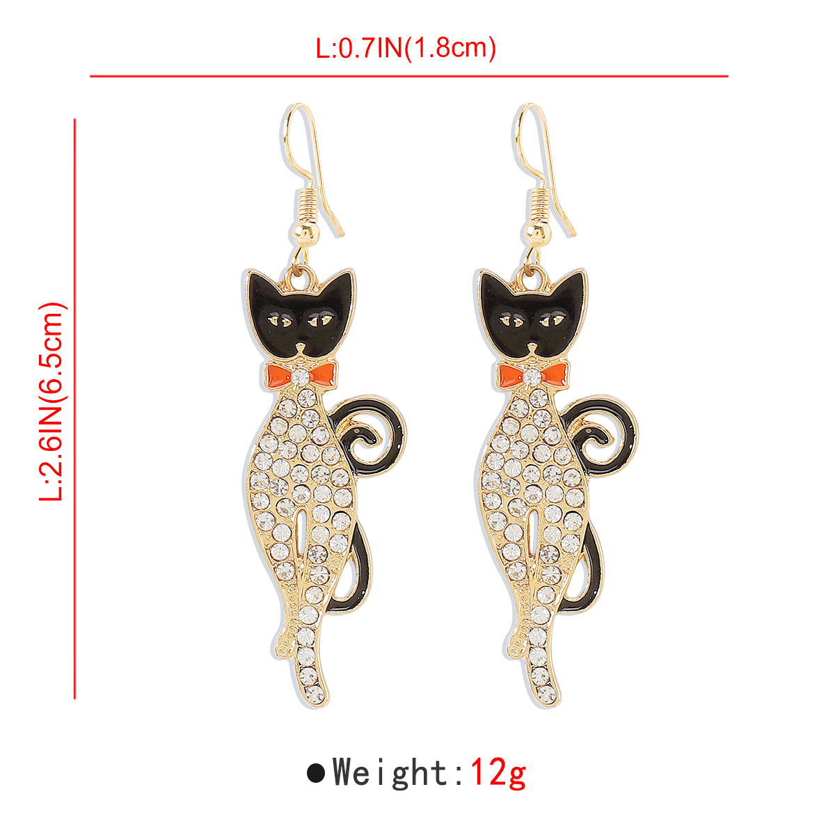 1 Pair Exaggerated Funny Modern Style Cat Skull Enamel Alloy Ear Hook display picture 1