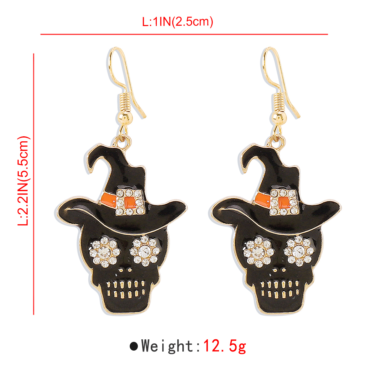 1 Pair Exaggerated Funny Modern Style Cat Skull Enamel Alloy Ear Hook display picture 3