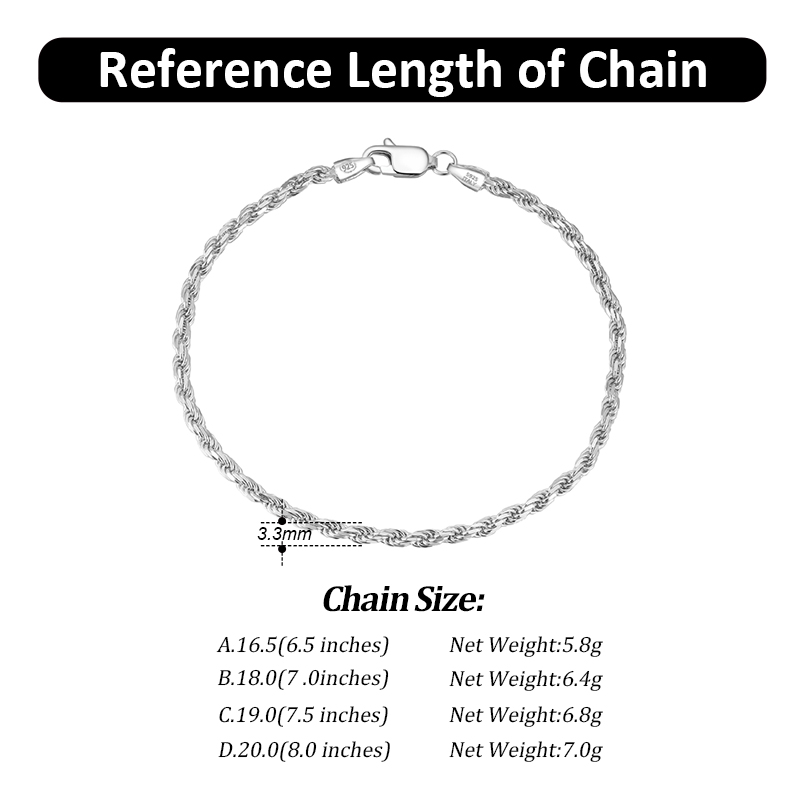 Hip-hop Simple Style Twist Sterling Silver Polishing Plating Handmade Chain White Gold Plated Rhodium Plated Bracelets display picture 7