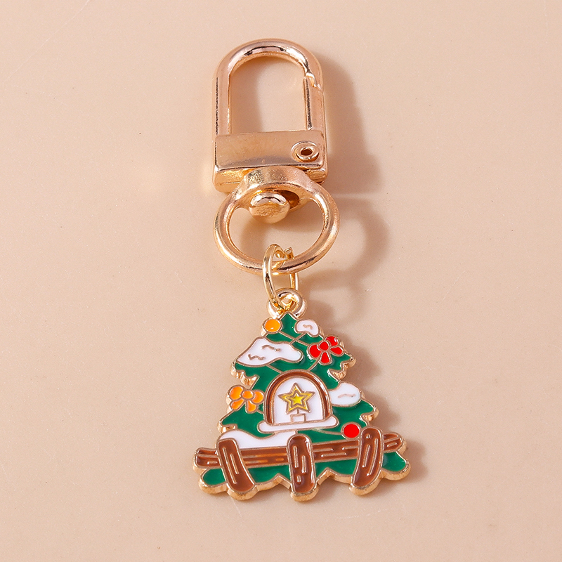 Cute Christmas Hat Christmas Tree Santa Claus Alloy Enamel Christmas Bag Pendant Keychain display picture 5