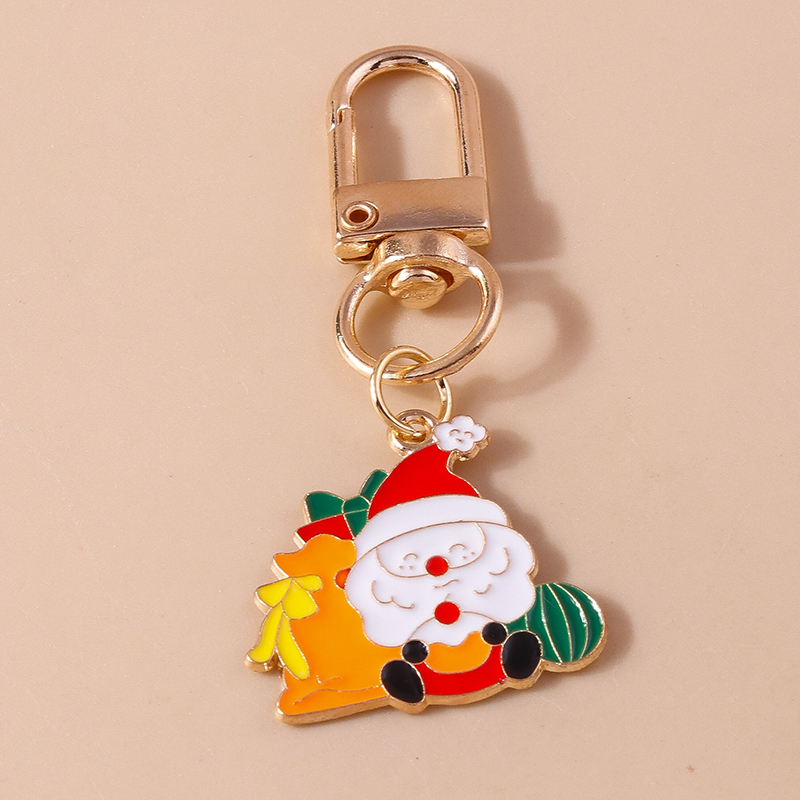 Cute Christmas Hat Christmas Tree Santa Claus Alloy Enamel Christmas Bag Pendant Keychain display picture 11