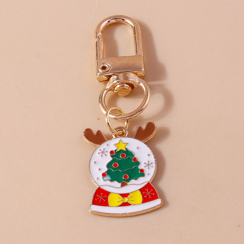 جذاب قبعة عيد الميلاد شجرة عيد الميلاد بابا نويل سبيكة المينا عيد الميلاد قلادة حقيبة سلسلة مفاتيح display picture 9