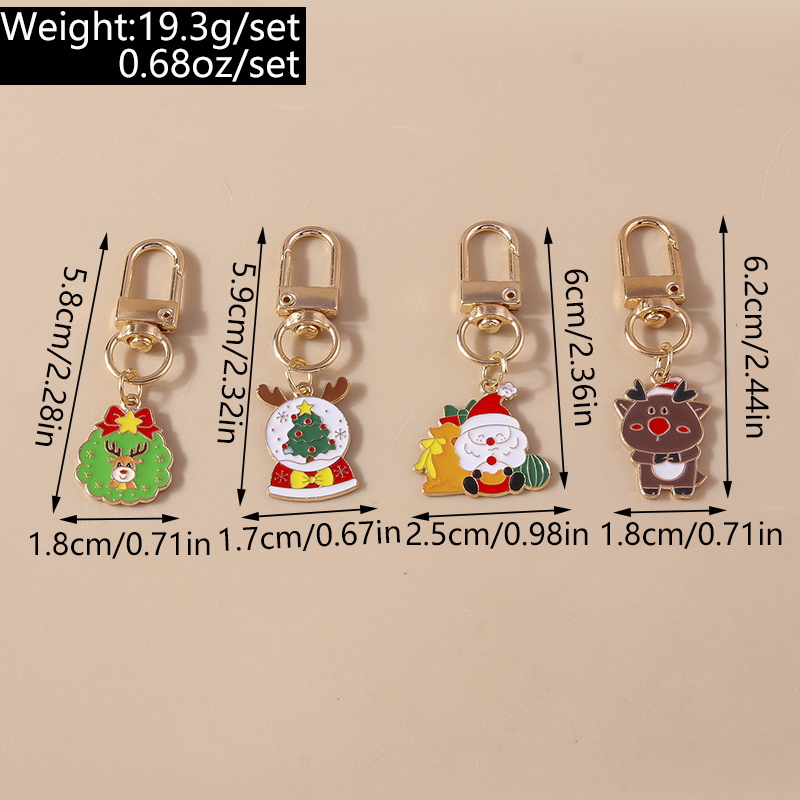 Cute Christmas Hat Christmas Tree Santa Claus Alloy Enamel Christmas Bag Pendant Keychain display picture 4
