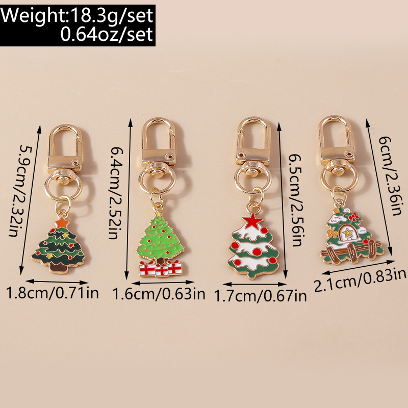 جذاب قبعة عيد الميلاد شجرة عيد الميلاد بابا نويل سبيكة المينا عيد الميلاد قلادة حقيبة سلسلة مفاتيح display picture 13