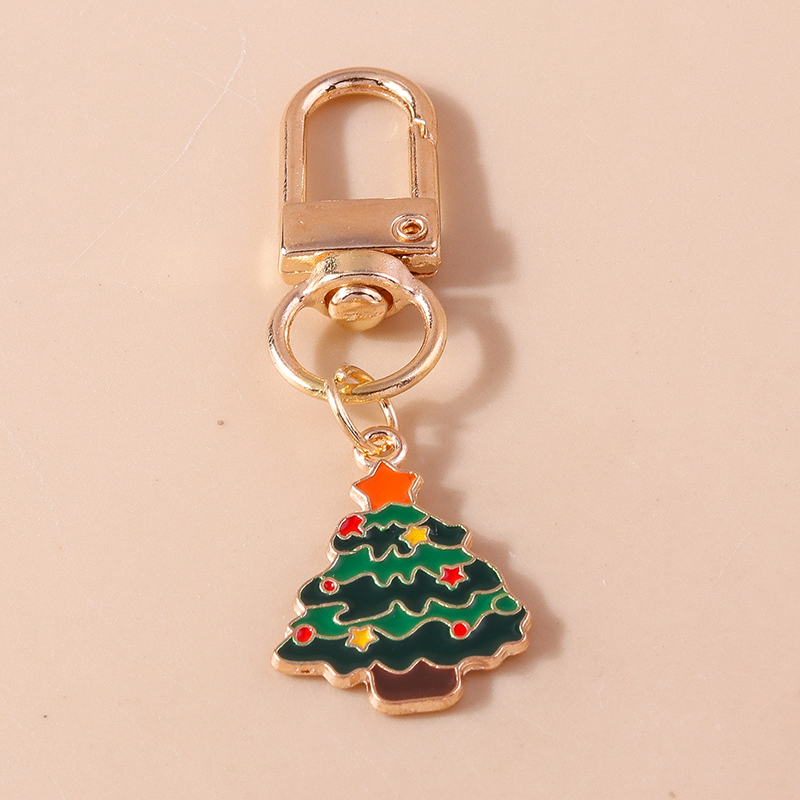 Cute Christmas Hat Christmas Tree Santa Claus Alloy Enamel Christmas Bag Pendant Keychain display picture 2