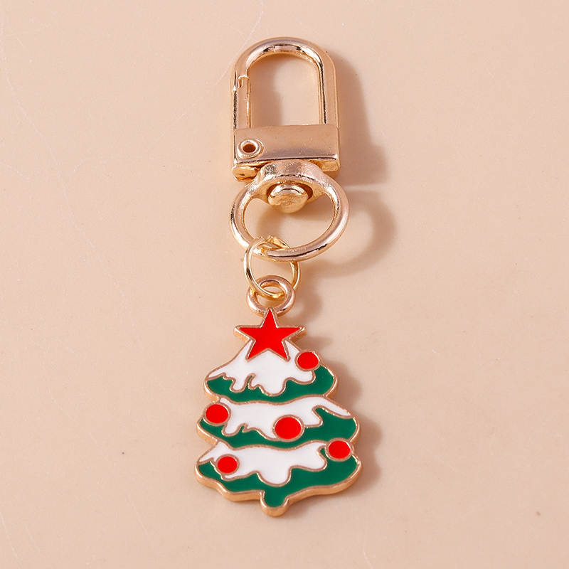 Cute Christmas Hat Christmas Tree Santa Claus Alloy Enamel Christmas Bag Pendant Keychain display picture 3