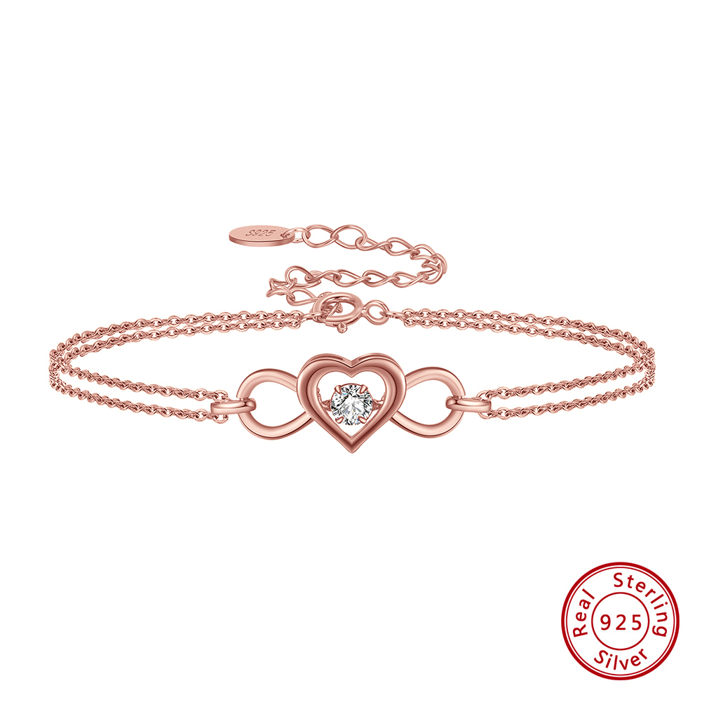Simple Style Heart Shape Sterling Silver Inlay Gem Bracelets display picture 2